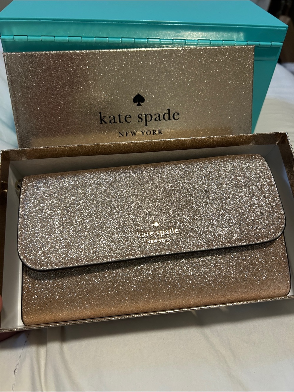 Kate Spade Gold New York Glimmer Boxed Medium Flap Wristlet